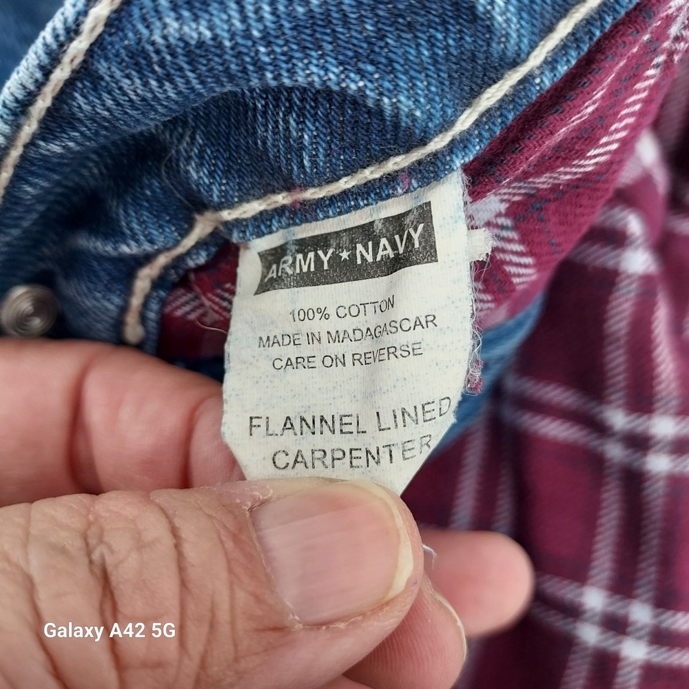 ARMY NAVY Carpenter Jeans Flannel Lined Titanium Denim Waist 33 Inseam 32 - Picture 4 of 10